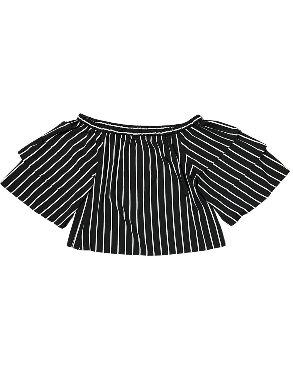 Women’s Chico’s Urban Stripe Off Shoulder Top Black White NWT Size 3 / XL - Picture 12 of 12